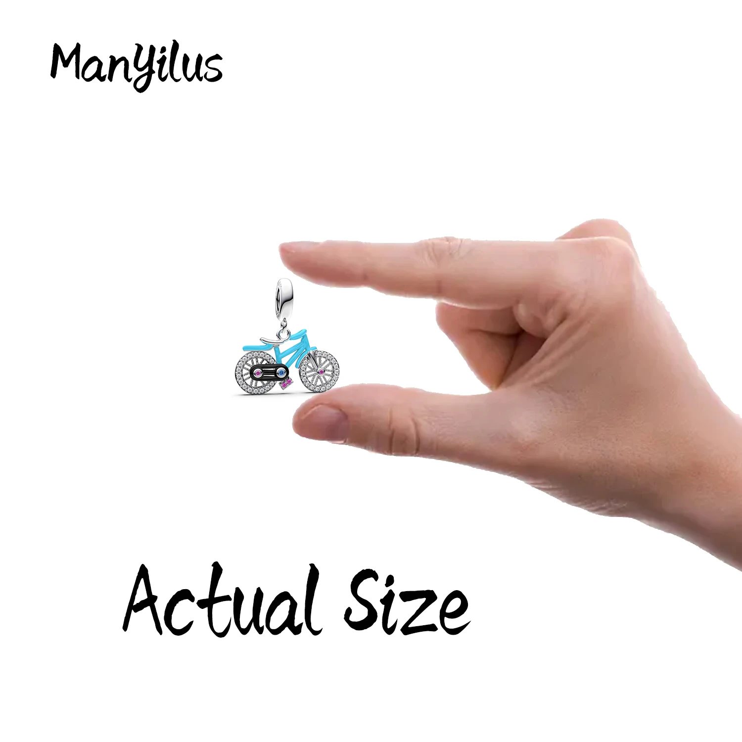 Manyilus Colorful Bicycle Charm, 925 Sterling Silver Travel Jewelry Pendant for Original Bracelet, DIY Adventure & Freedom Gift - view 6