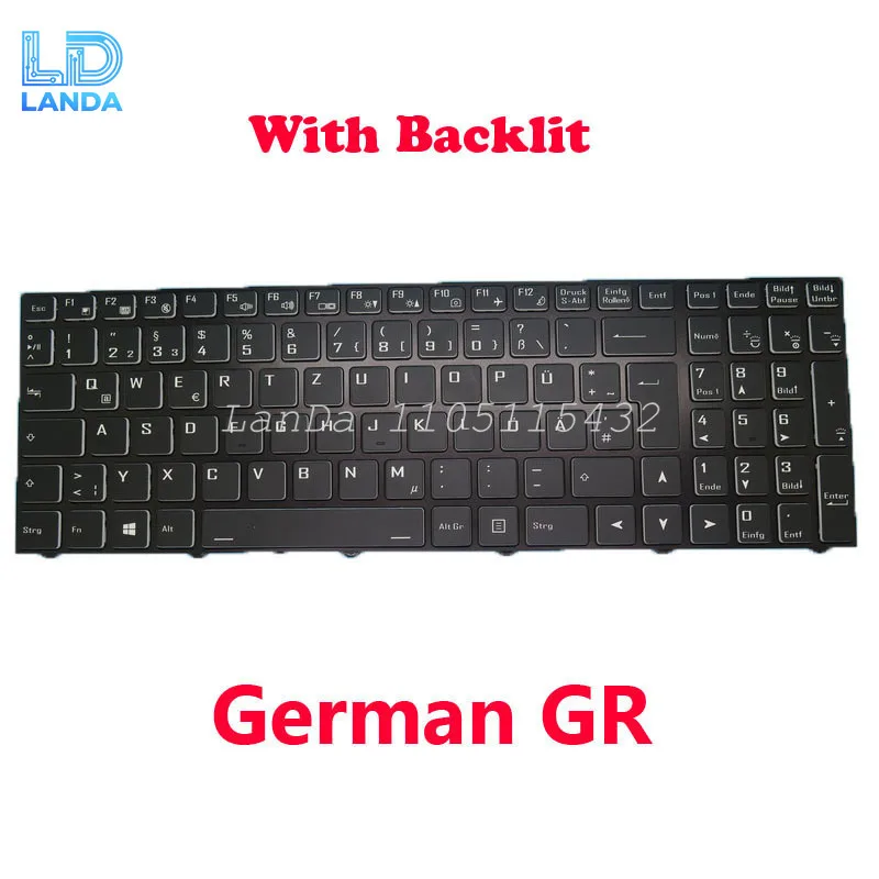 

Клавиатура NH50AC со светодиодной подсветкой для CLEVO X170KM CVM19N2600J4303 6-80-NH5A3-190-1 CVM19N26D0J430 6-80-X17S0-070-1, немецкий GR