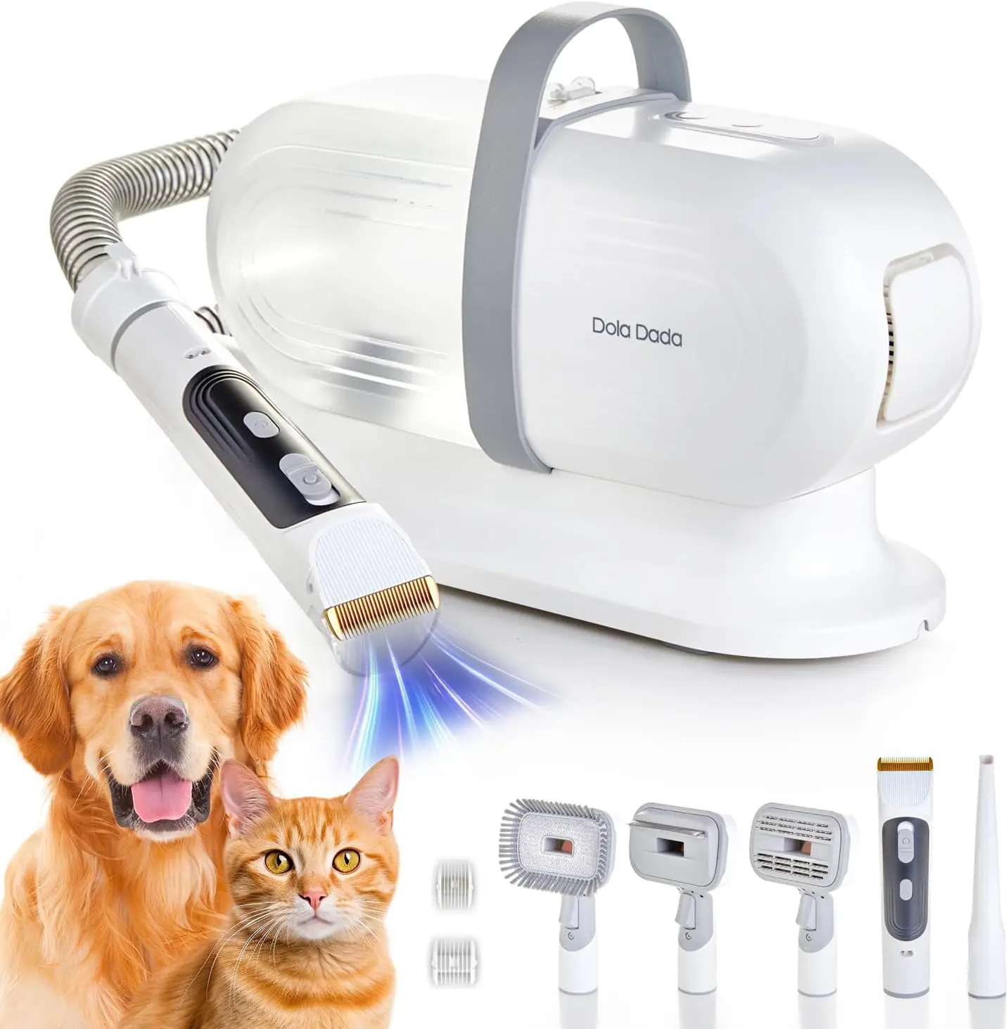 

Grooming Kit, Dog Grooming Clippers, Pet Grooming Vacuum With 5 Pet Grooming Tools For Shedding Pet Hair, 11000Pa Suction,