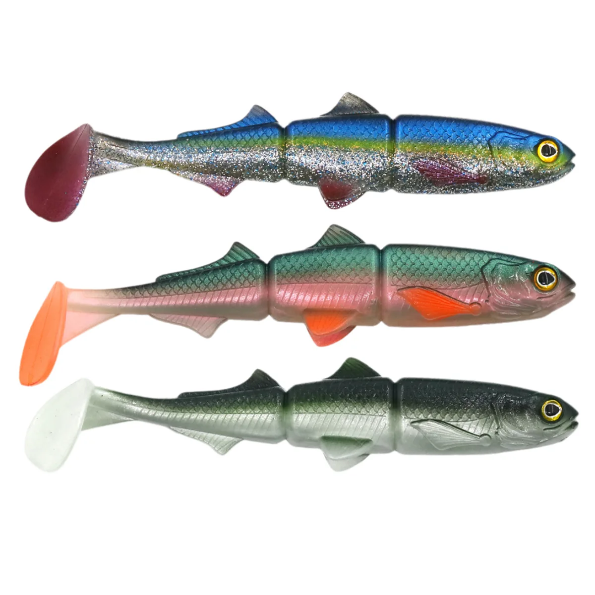 16 ~ 22 cm Hecht Angeln Locken 3D Swimbait Weiche Angeln Köder Paddel T Tails Für Zander Hecht Big spiel Gefälschte Fisch Tackle Swimbaits Köder