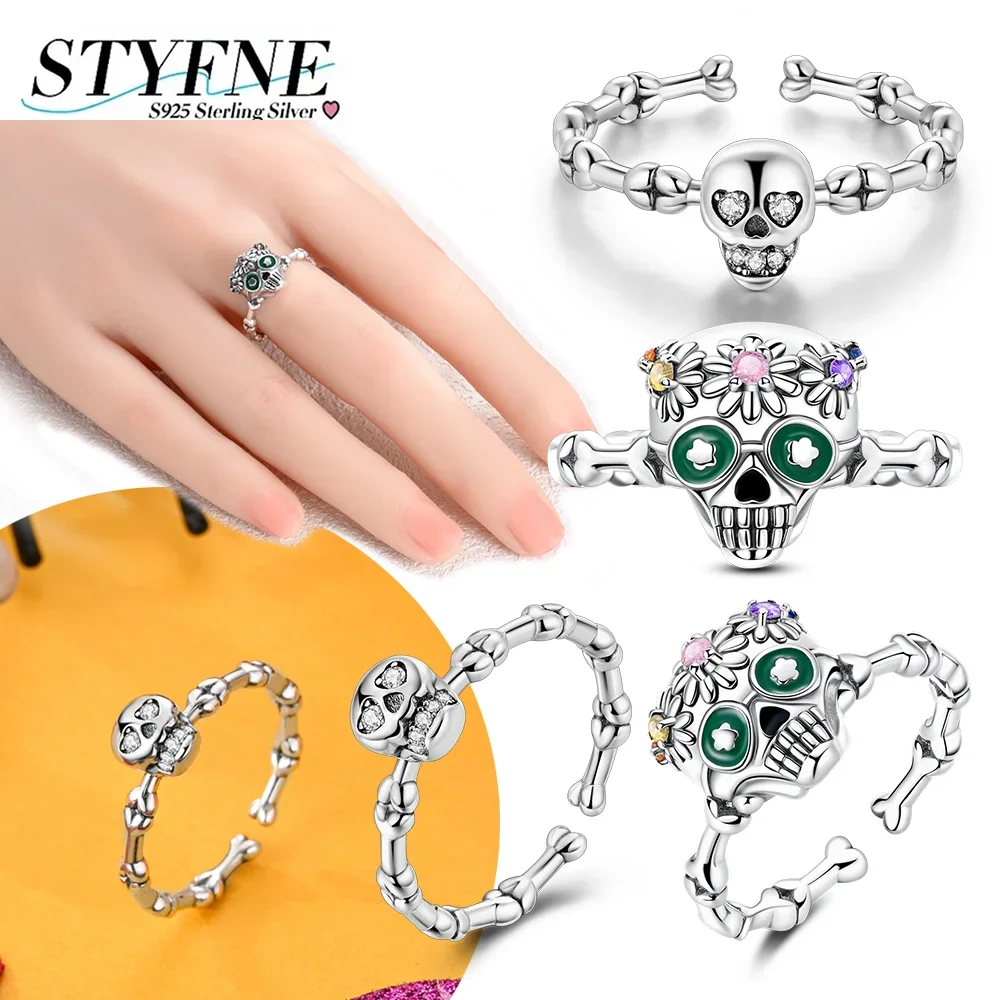 

Кольцо из стерлингового серебра 925 пробы, кольцо в стиле панк, цветное кольцо с черепом из циркона для женщин, вечерние модные аксессуары, подарок на годовщину, день рождения