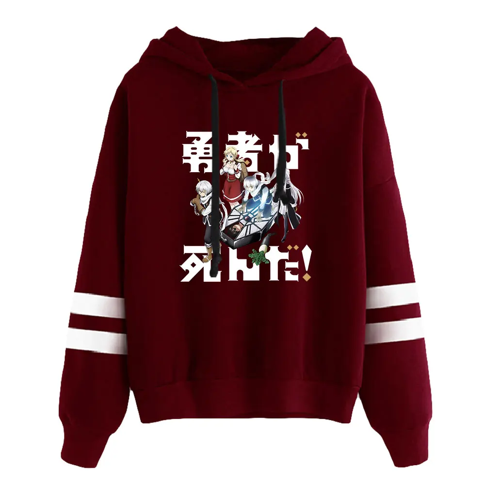 De Legendarische Held Is Dode Anime Pocketless Sweatshirts Met Parallelle Staven En Mouwen Voor Dames Hoodie Harajuku-Kleding