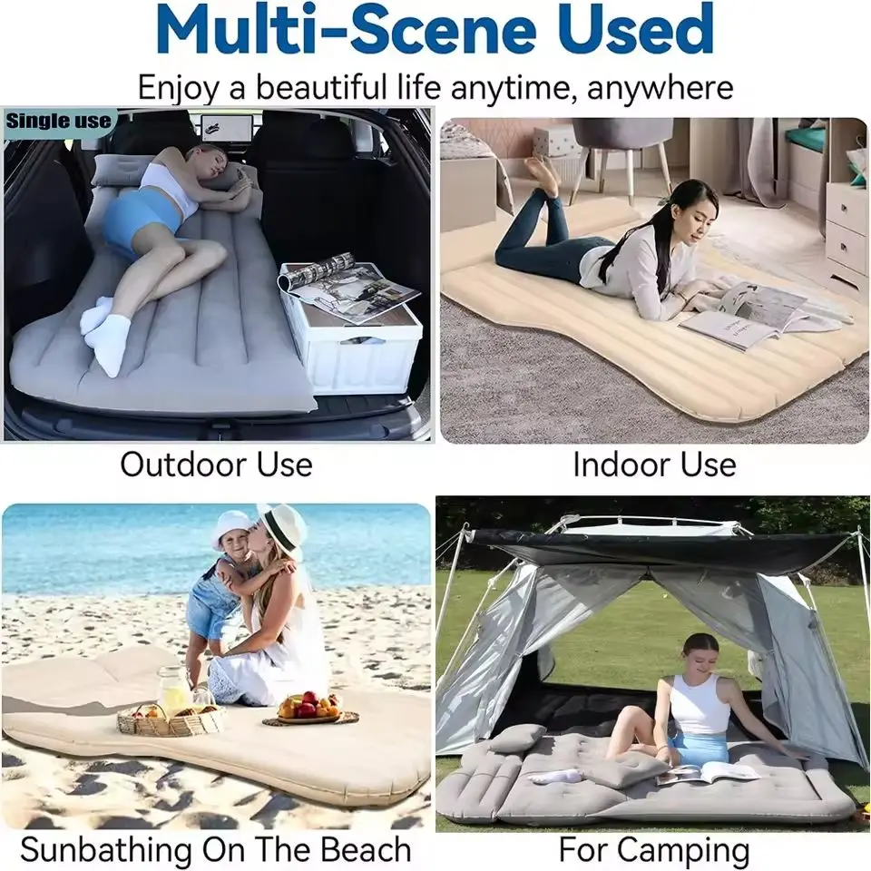 ل تسلا ModelY بولي كلوريد الفينيل نفخ مرتبة هوائية التخييم في الهواء الطلق نفخ خاص الجلد المدبوغ النسيج سيارة سرير سفر للطي بساط نوم