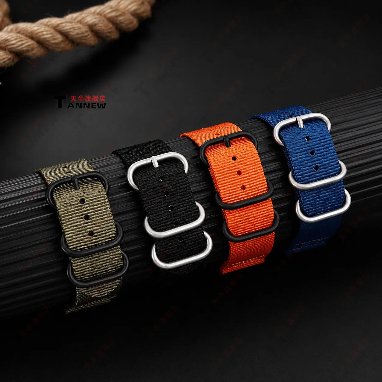 18mm 20mm 22mm 24mm Nylon Watch Strap, Multicolor Striped Waterproof Band, Replacement Watch Accessories with Buckle