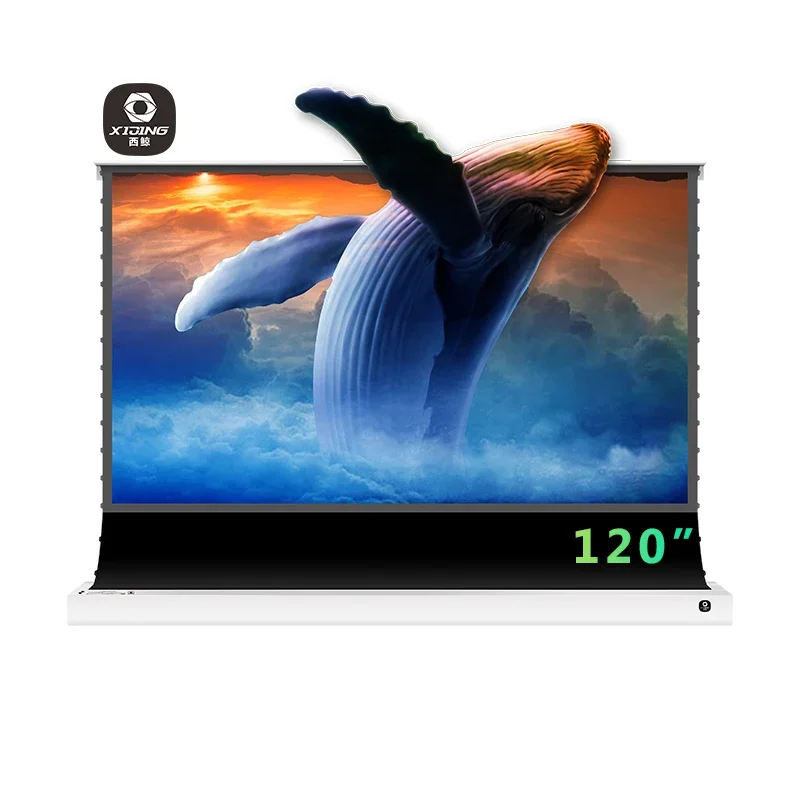 

XIJING U1 120 дюймовый напольный проектор с электрическим экраном, короткий проектор 4k ust alr восходящий проектор