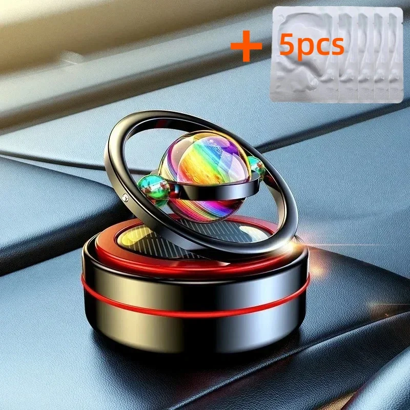 Solar Powered Rotation Solar Aromatherapy Car Air Freshener Suspended Planet Fragrance Auto Aroma Diffuser Car Ornaments