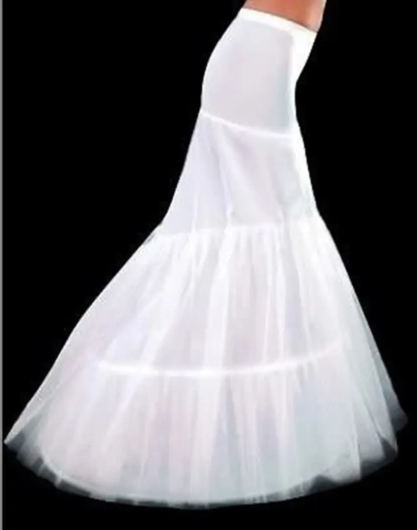 2 Hoops Vrouwen Bridal Lange Slips Petticoat Mermaid Fishtail Onderrok Crinoline