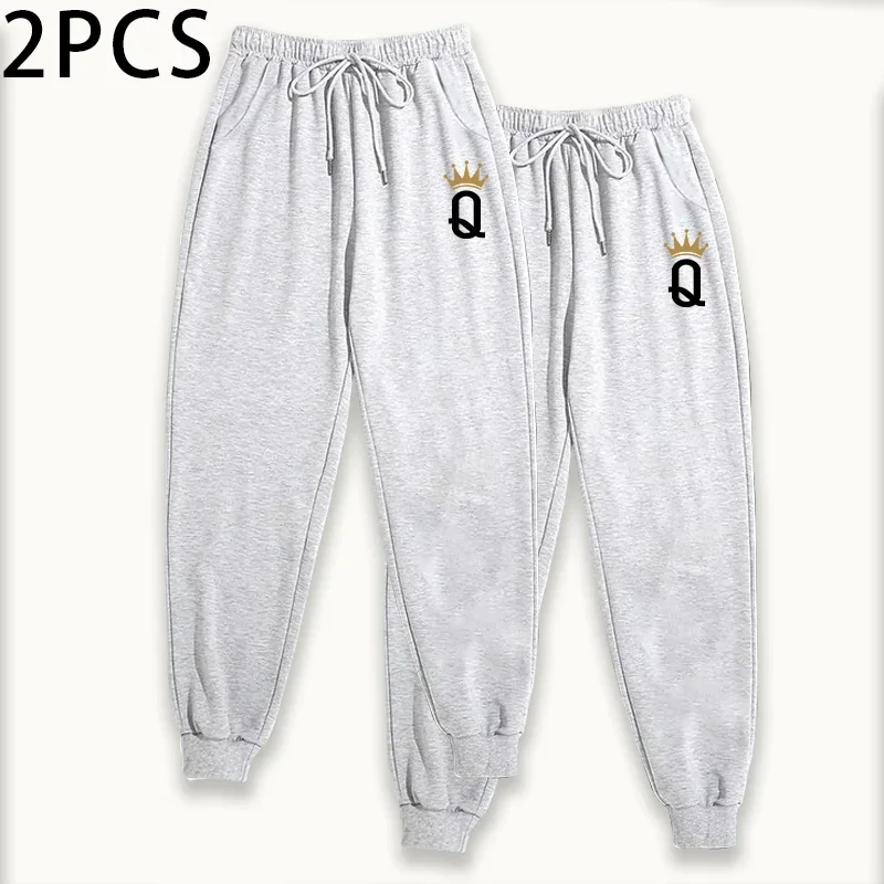 Women's Sweatpants 2 Piece Set Pure Color Joggers Fall Winter Lounge Pants Comfort Fit Athletic Casual Trousers 2packs