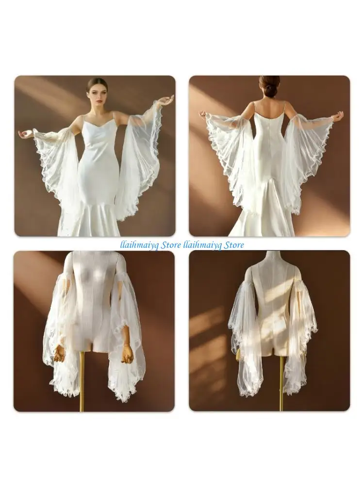 573B Stylish Arm Cover for Bride Elegant Oversized Sleeve Design Formal Occasion Wear