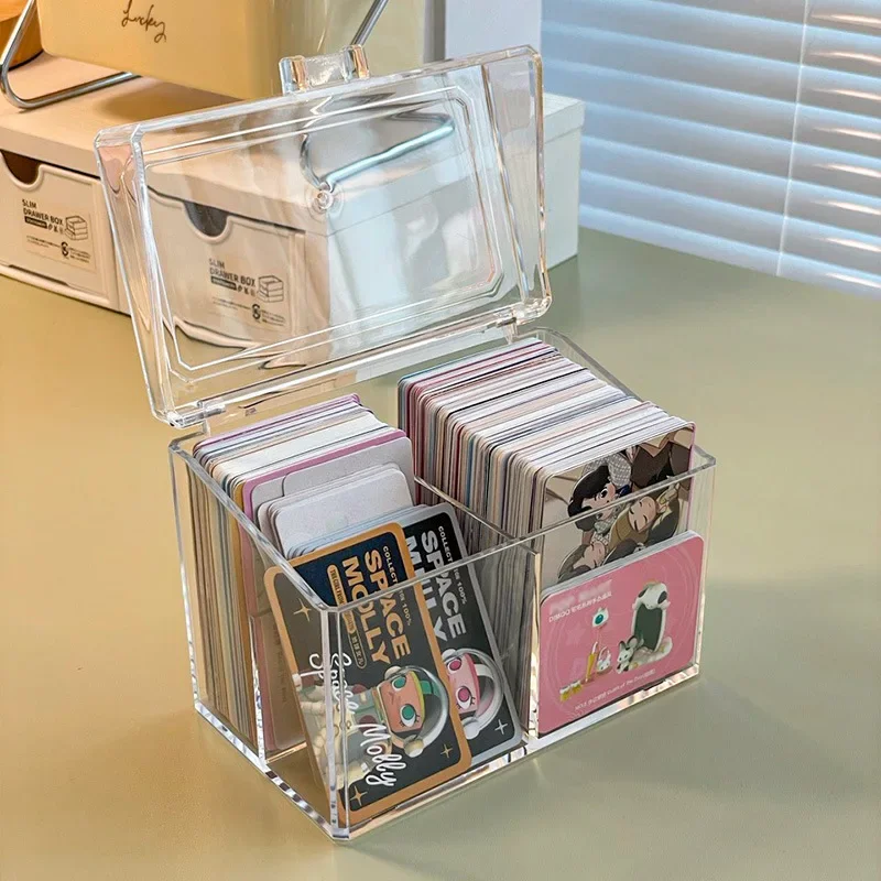 Korean Acrylic transparent Storage Box Blind box Card Korean Photocard Storage Box Photo Card Organizer Compartment Flip Box