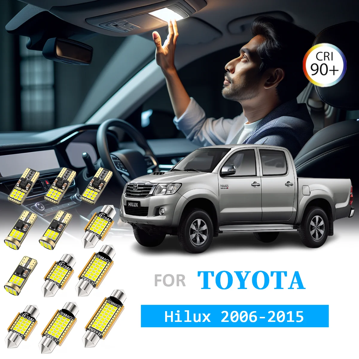 

AENVTOL 6 шт. комплект внутреннего освещения LED Canbus для Toyota Hilux 2006 2007 2008 2009 2010 2011 2012 2013 2014 2015 лампа номерного знака