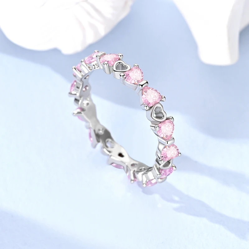 

Original 925 Sterling Silver Double Heart with Ribbon Ring For Women Girls Jewelry Birthday Anniversary Gifts