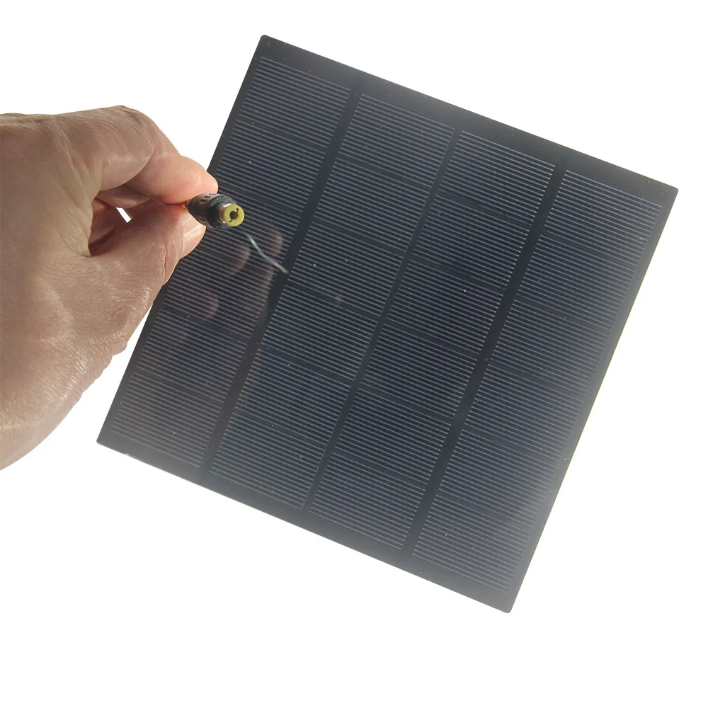 5W 6V Solar Panel for Garden Lights Waterproof Mono Solar Charging Plate with DC Adapter Plug Outdoor Security Camera 145*145MM