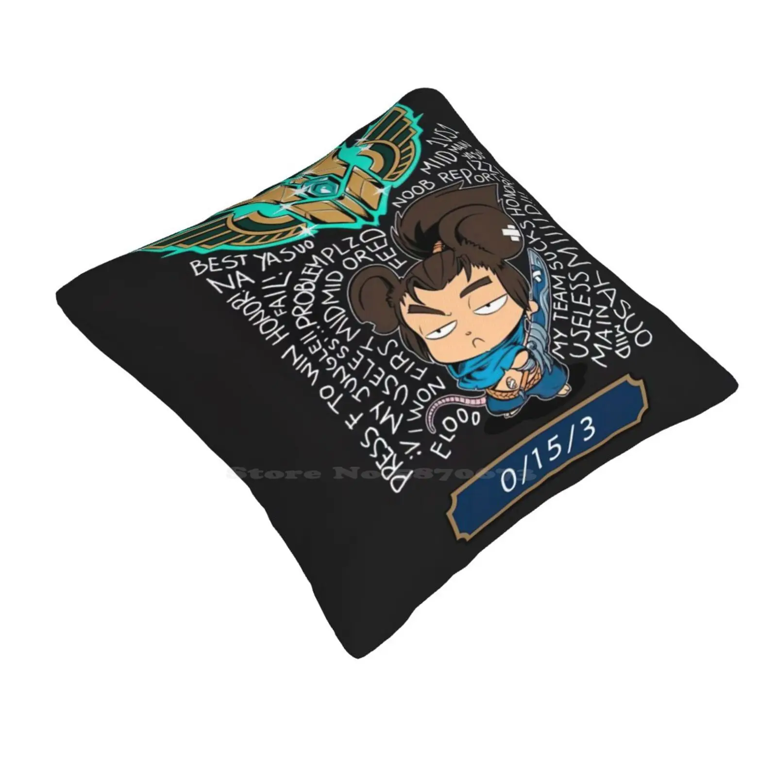 Yasuo T Shirt Pillow Cover Hug Pillowcase Yasuo Middle Feed Ban Troll Mastery Blade