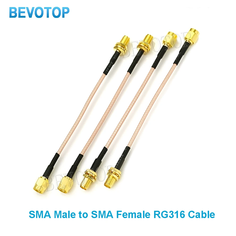 1PCS SMA Male to SMA Female Bulkhead RG316 Cable 50 Ohm RF Coaxial Extension Cord for WiFi Router Antenna Jumper Cable