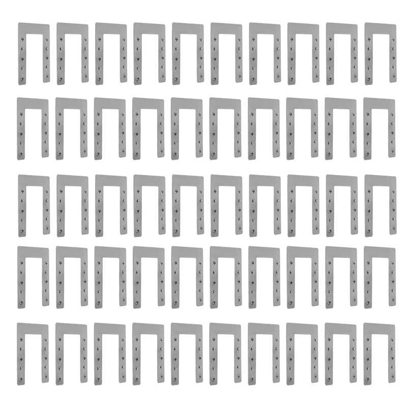 AT63-50PCS U-Type Stainless Steel Protection Gasket Solar Conductive Double Spike Plate For Photovoltaic Support