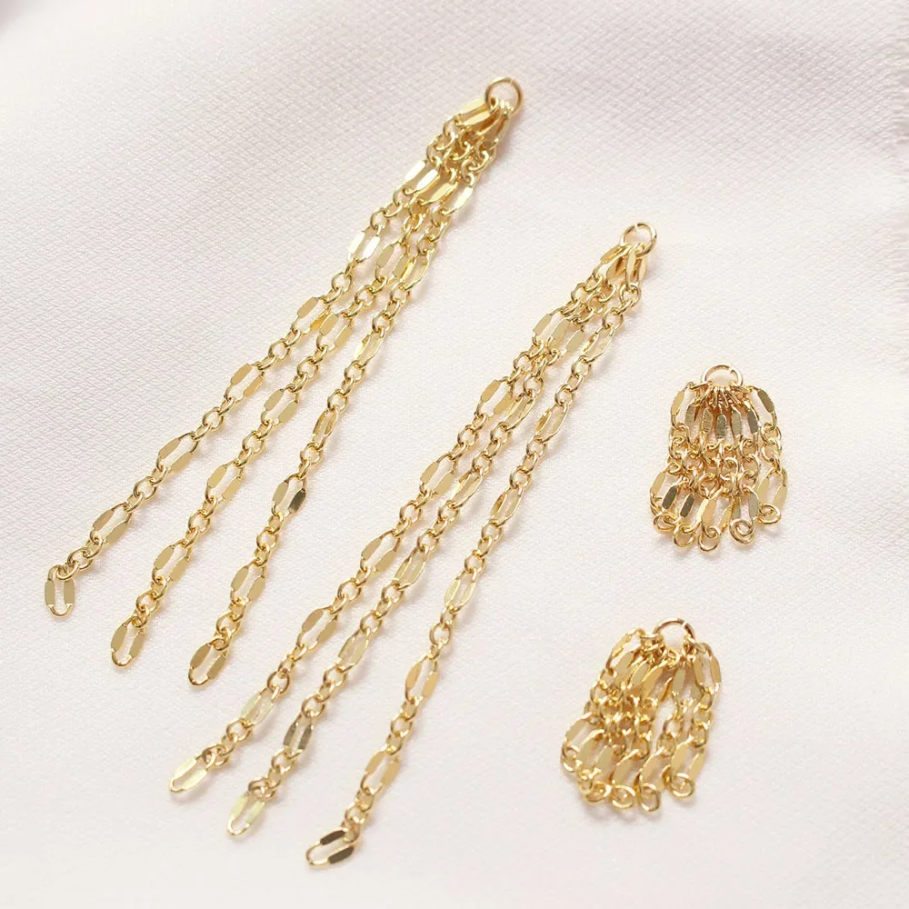 4pcs shiny chain copper tassel plating 18K gold Diy Jewelry Findings Earrings Making Supplies accessories Components