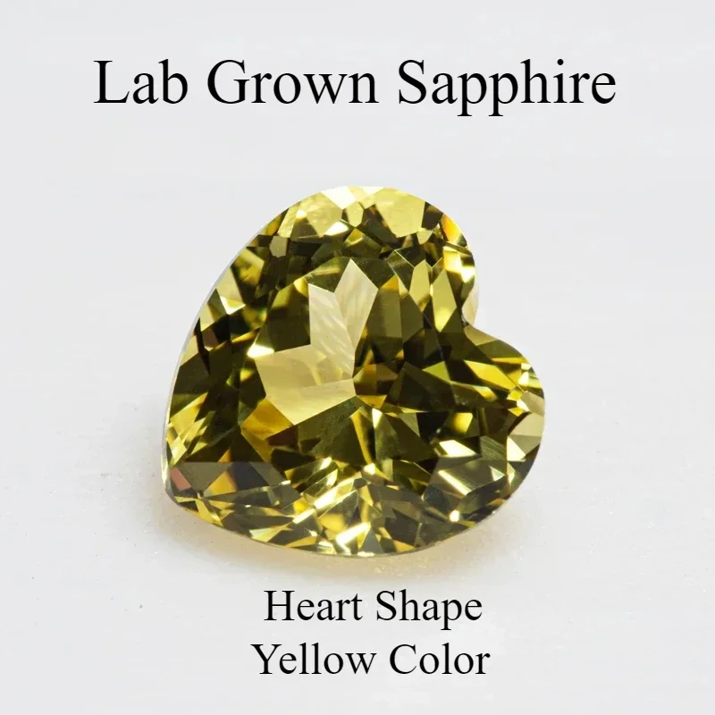 

Lab Grown Sapphire Heart Shape Yellow Color VVS1 Stone for Charm Diy Advanced Jewelry Making Earrings Selectable AGL Certificate