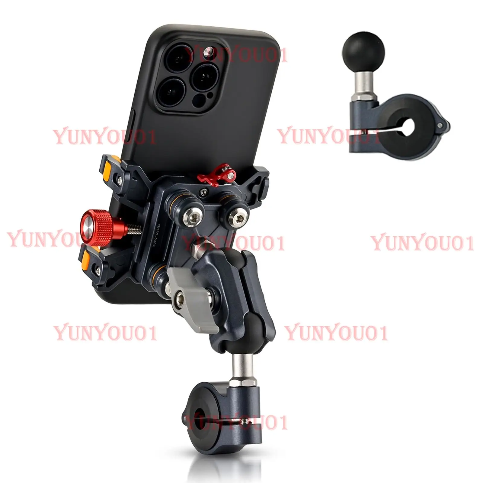 

Aluminum Motorcycle Phone Mount Cellphone Holder for Electric Motorcycle ATV Scooter for 6.1"-7.2" Phone with Vibration Dampener
