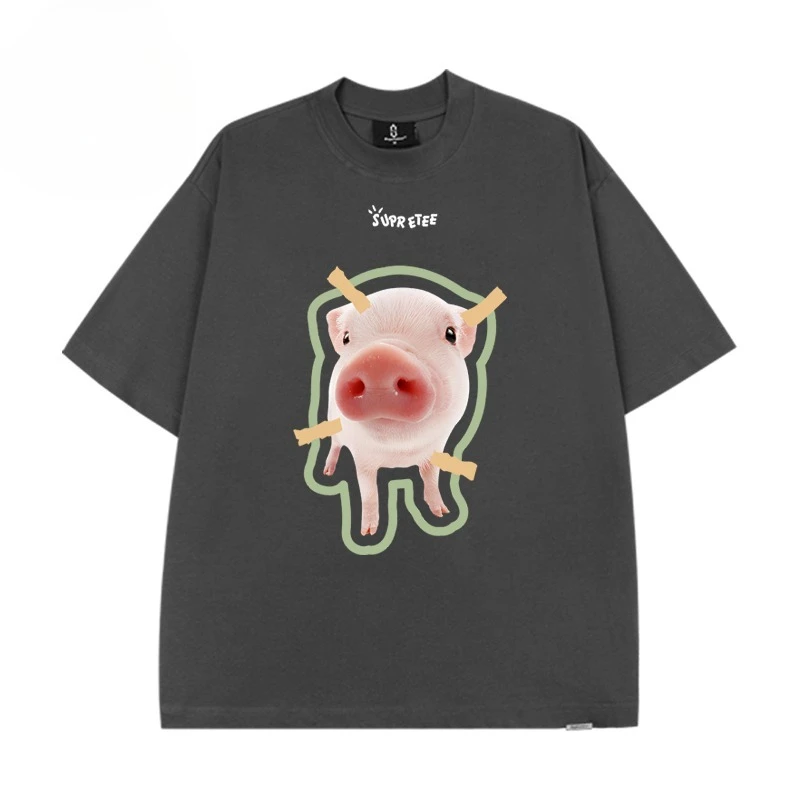 تي شيرت أصلي لطيف على شكل أصبع برقبة دائرية وأكمام قصيرة للرجال والنساء تي شيرت 2026 صيفي للأزواج ملابس عالية الشارع يجب اقتناؤها