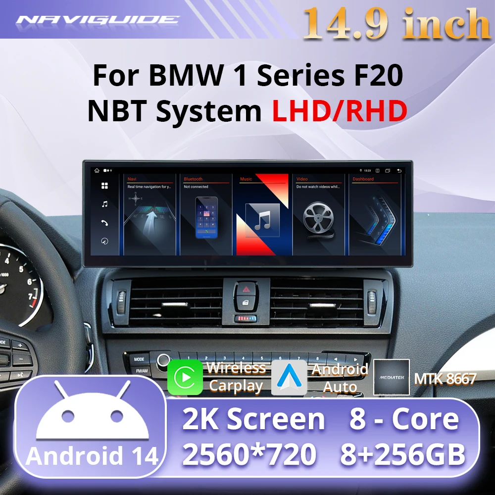 

NAVIGUIDE 14.9'' Android 14 For BMW 1 Series F20 NBT System 2012-2018 Wireless CarPlay Auto Car Multimedia Player Smart Navi GPS