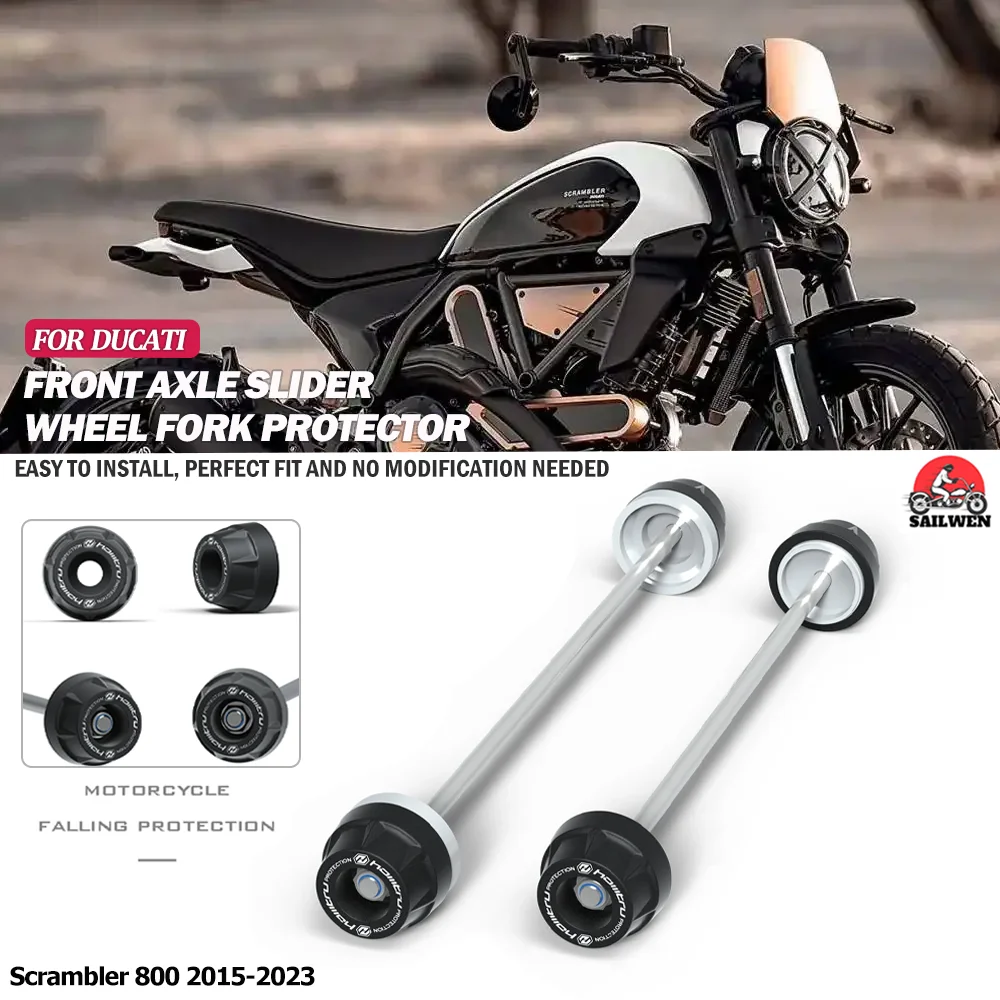 

For Ducati Scrambler 800 2015-2023 Spindle protection Front Rear Wheel Axle Fork Crash Slider Motorcycle Swingarm Spools