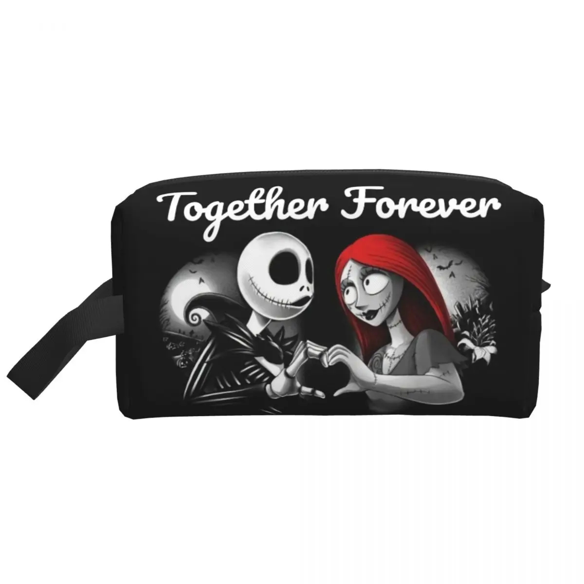 Custom Halloween Jack Skellington Sally Cosmetic Bag Women Kawaii Big Capacity Makeup Case Beauty Storage Toiletry Bags