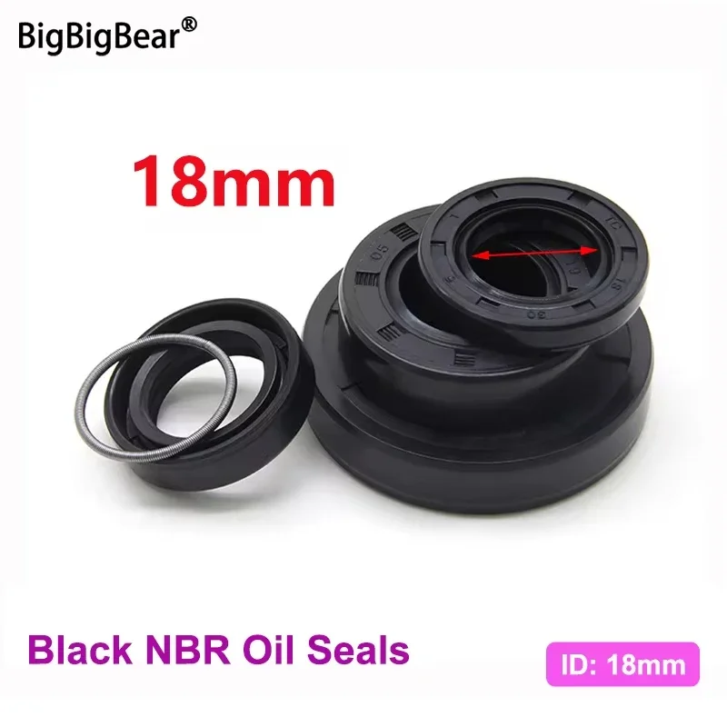 2/5pcs ID18mm Black NBR Oil Seals TC-18*24/25/26/28/30/32/35/40/42/45/47*5/6/7/8/10mm Nitrile Rubber Shaft Double Lip Oil Gasket