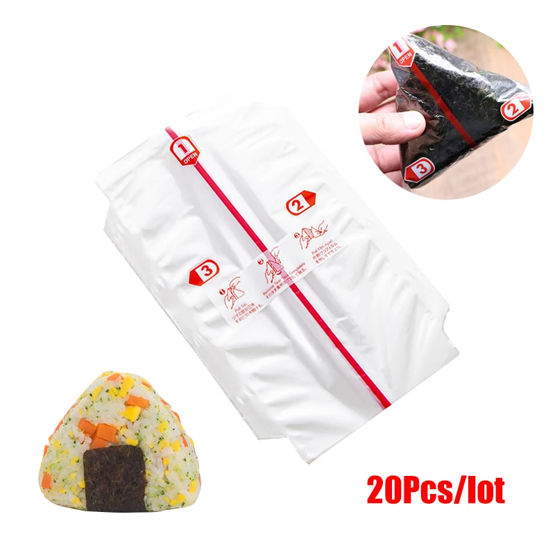 10/20Pcs Double Layers Triangle Rice Ball Packing Bag Seaweed Onigiri Sushi Bags Sushi Making Mold Tools Bento Accessories