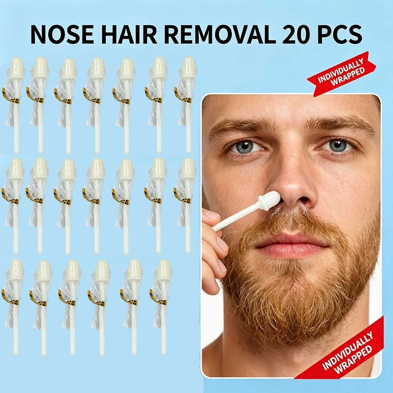 Disposable Nose Wax Sticks, Individually Packed Safe Round Tip Nose Hair Remover for Men Women