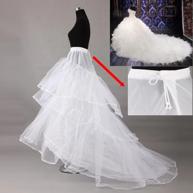 White ขนาด PLUS ขนาด 2 ชั้นยาว Trail ชุดเจ้าสาว Crinolin Petticoat Underskirt เจ้าสาวงานแต่งงาน