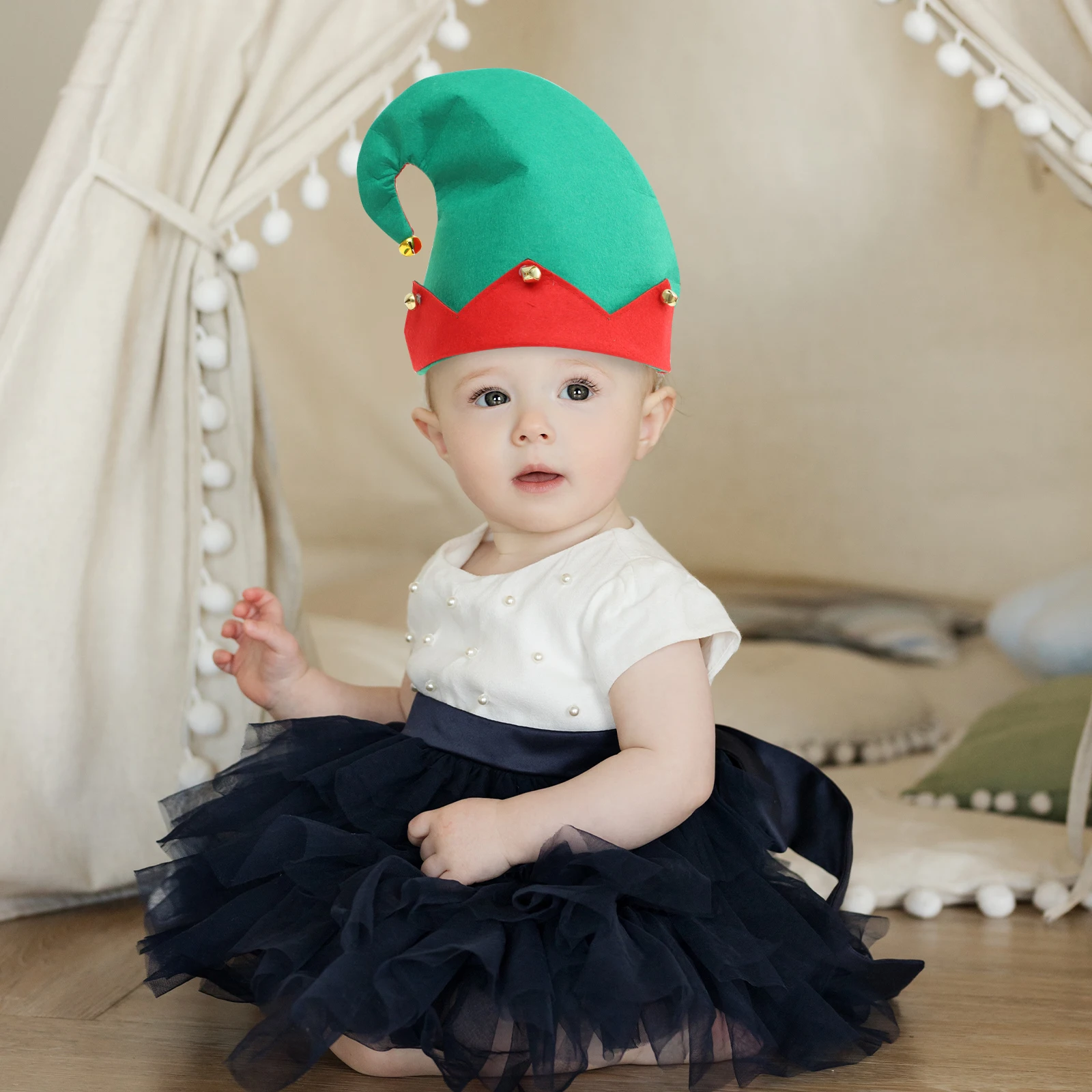 

1 set 1 Set Kids Christmas Elf Hat Shoes Costume Premium Festival Cosplay Prop For Children Party Dress Up Dance Photography