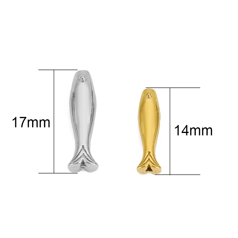 5pcs/lot PVD Never Fade Stainless Steel Necklace Beads Bulk Animal Fish Spacer Beads for Diy Bracelet Findings Jewelry Making