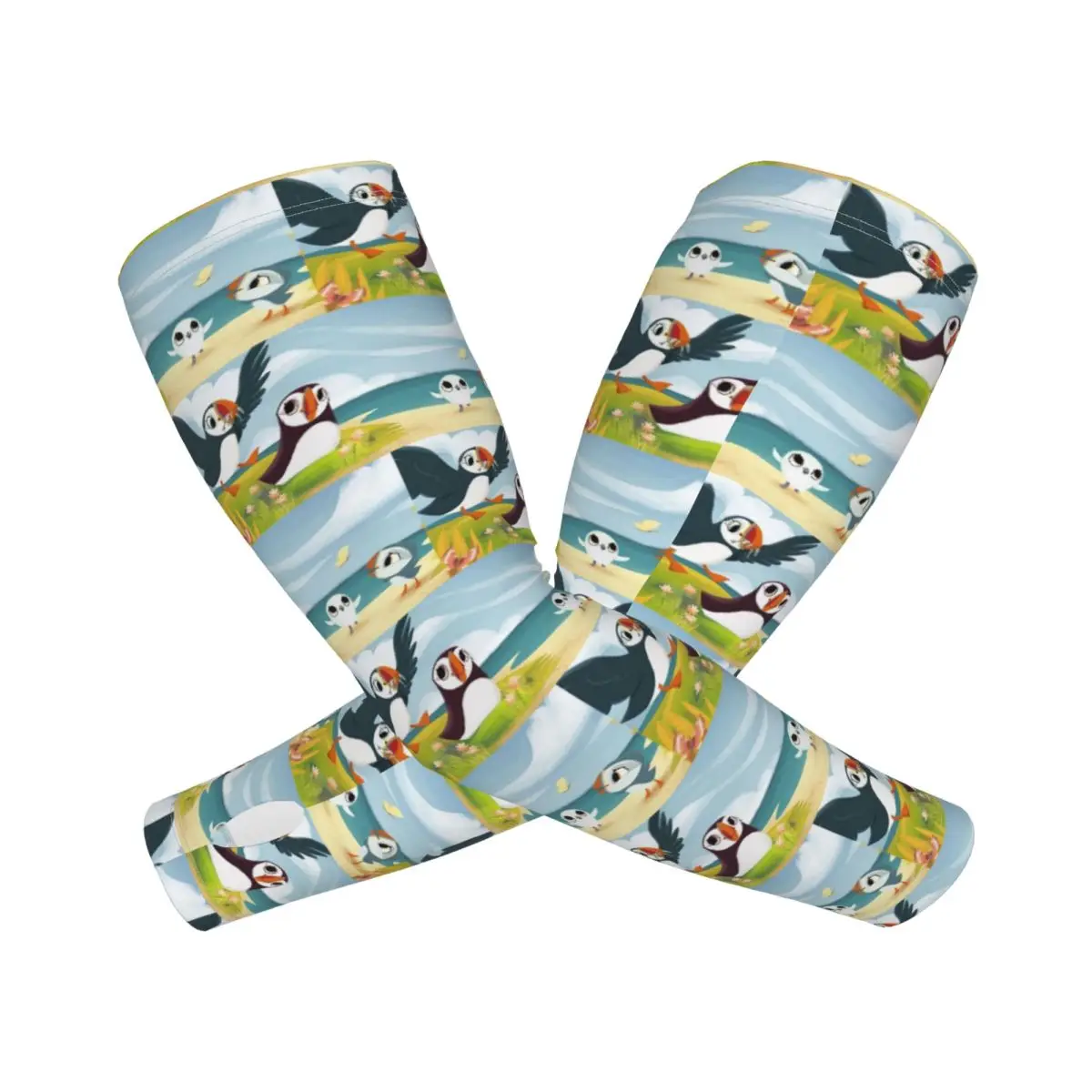 Puffin Rock Cartoon Outdoor Arm Sleeves Sun UV Protection Cover Summer Ice Silk Cycling Tattoo Sleeves