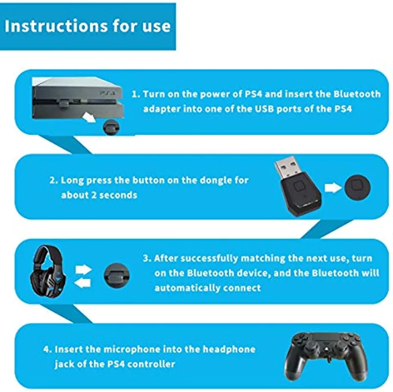 Bluetooth Adapter for PS4 PS5 USB dongle BT 3.5mm Jack Wireless Audio Adapter for Play Station