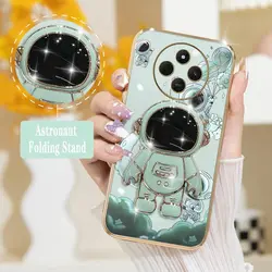 14 C Cartoon Astronaut Plating Phone Holder Case For Redmi 14C 12C 13C 12 13 10C 10 10A A3 A1 Turbo3 9 9CNFC 9T 9A 8 8A A1 Cover