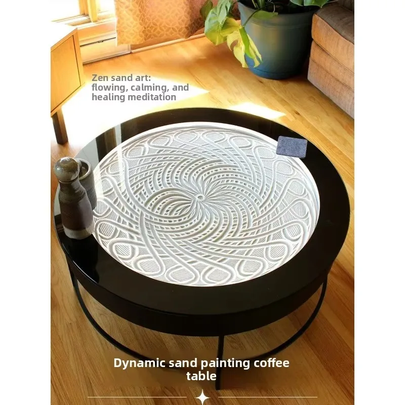Automatic Sand Painting Coffee Table Magnetic Painting Dynamic Art Ball Meditation Table Sculpture