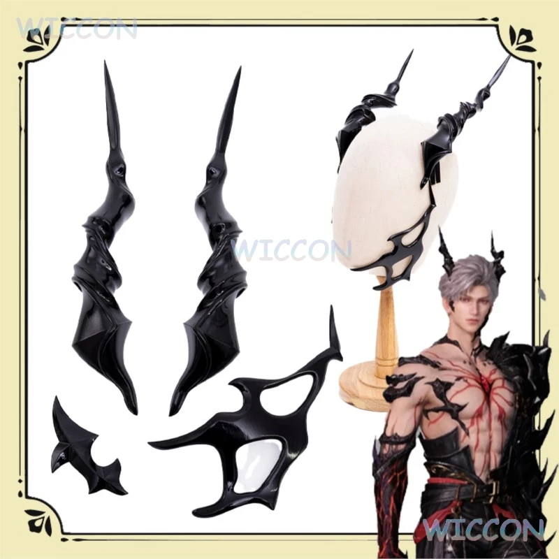 Accesorio de juego Anime Love And Deepspace Sylus Crimson Desire Cosplay máscara de cuerno de dragón Prop regalo tatuaje pegatinas Disfraz