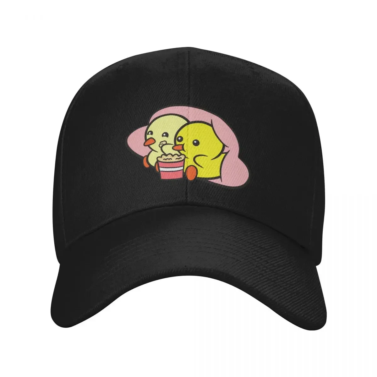 Duckie and Duck: Popcorn Baseball Cap sailor cap for men Designer Hat Trucker Cap Big Size Hat Women's Golf Clothing Men's