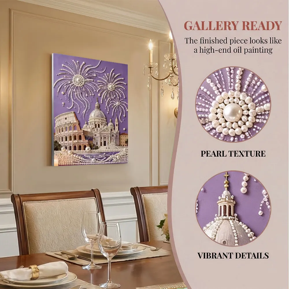 HUACAN Church Diamond Mosaic Pearl Kits City House Landscape Unfinished 30x40cm Diamond Painting Frameless Home Decor Handmade view 5