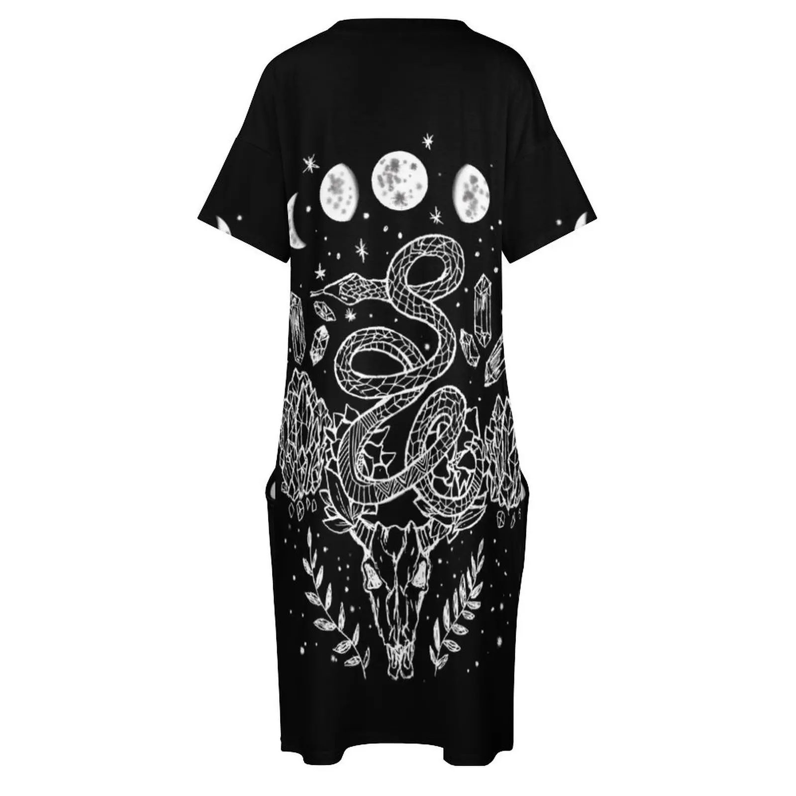 Фазы Луны, змеи и кристаллы Witchy Design Свободное платье с карманами Коктейльные платья Платье на день рождения для женщин класса люкс 2025