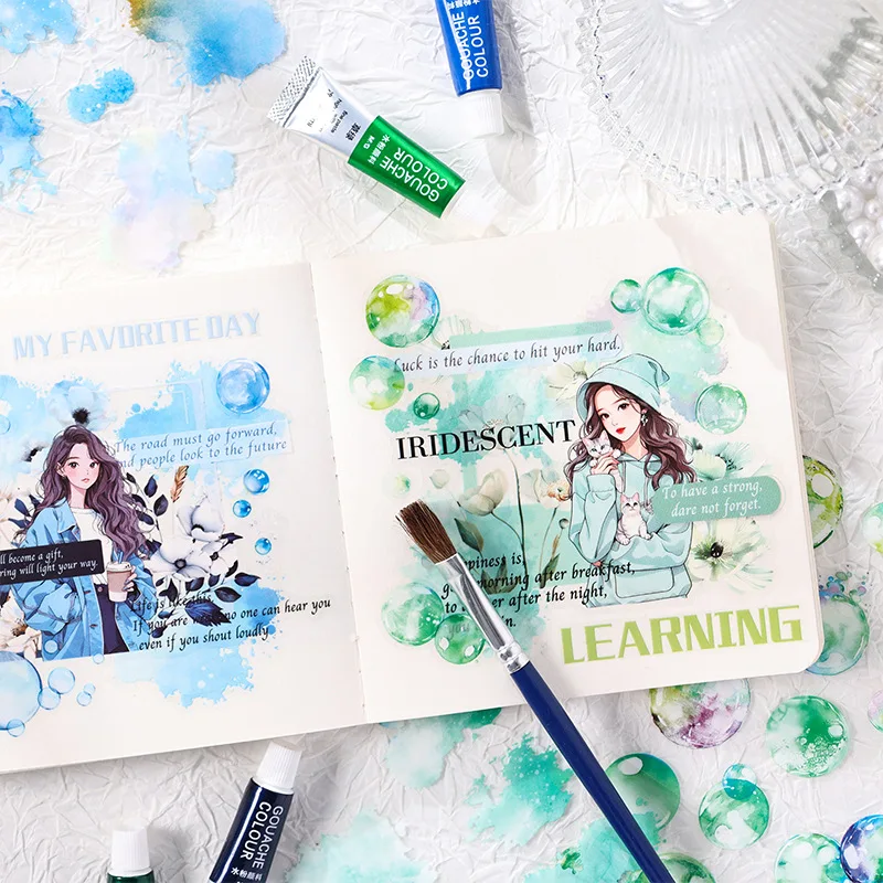 Mr. Paper, Colorful Bubble Color Block Dyeing Theme Stickers, Scrapbook Supplies, Decorative Notebook, Photo Frame, Phone Case