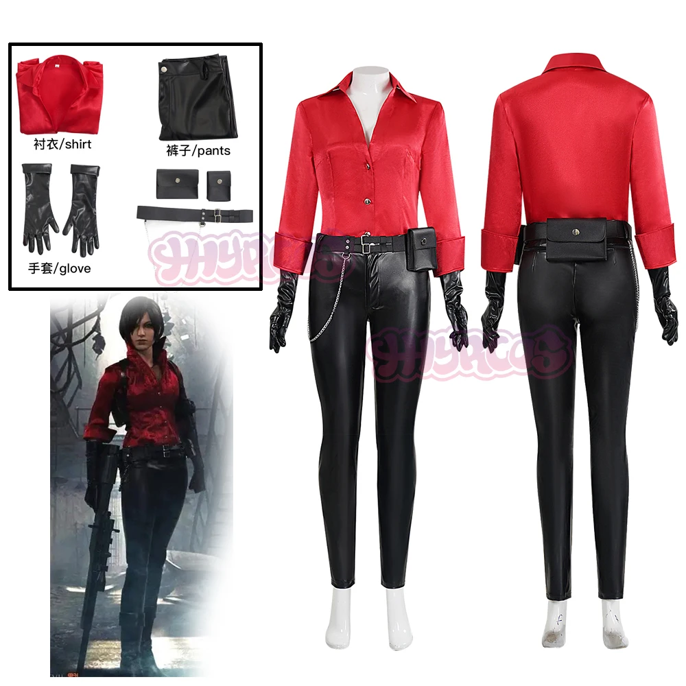 

AAda WWong Cosplay Evil Bouses Pants Suit Women Costume Game Roleplay Eida Won Outfits Halloween Party Roleplay Accessories
