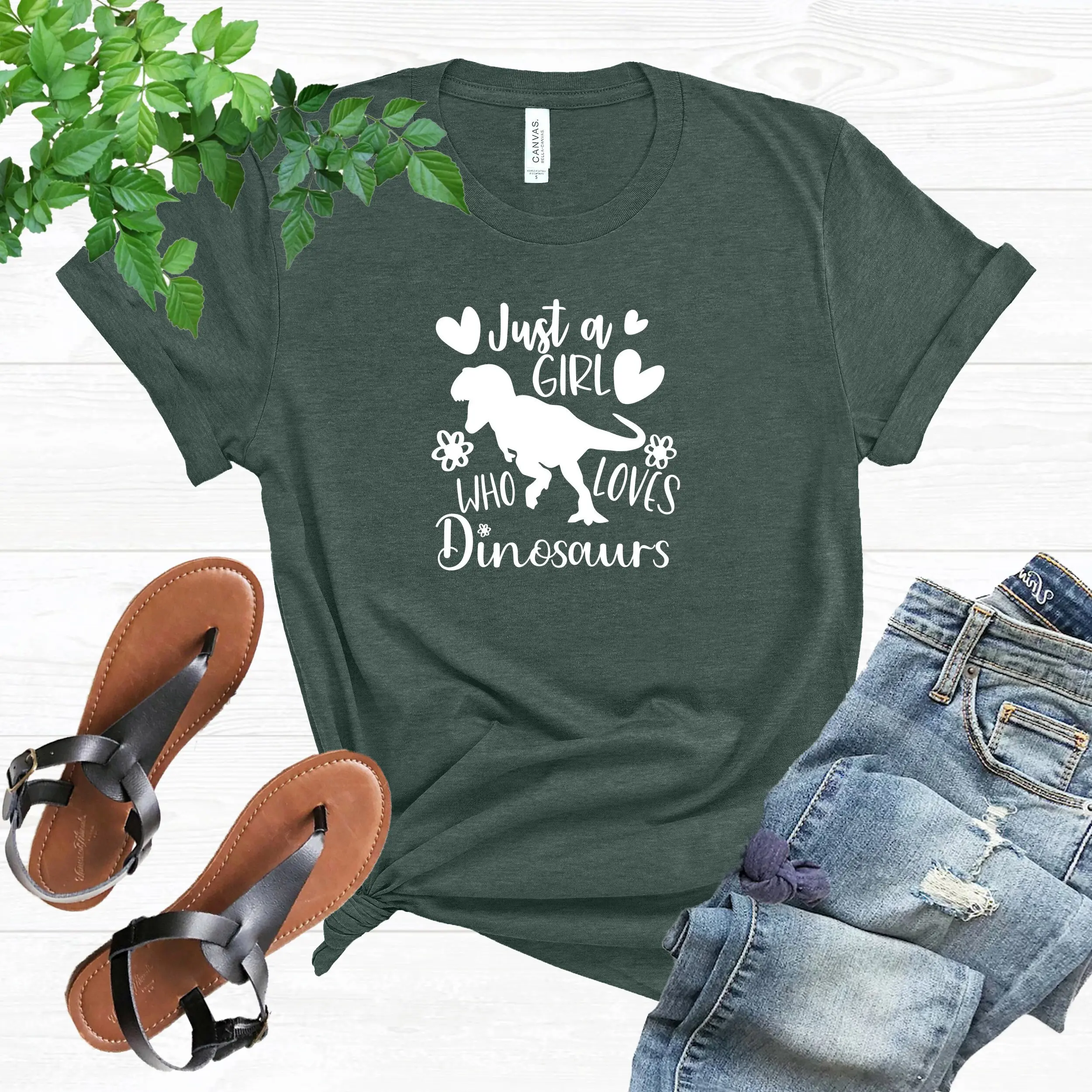 Dinosaur T Shirt Just A Girl Who Loves Dinosaurs Lover Animal Paleontologist