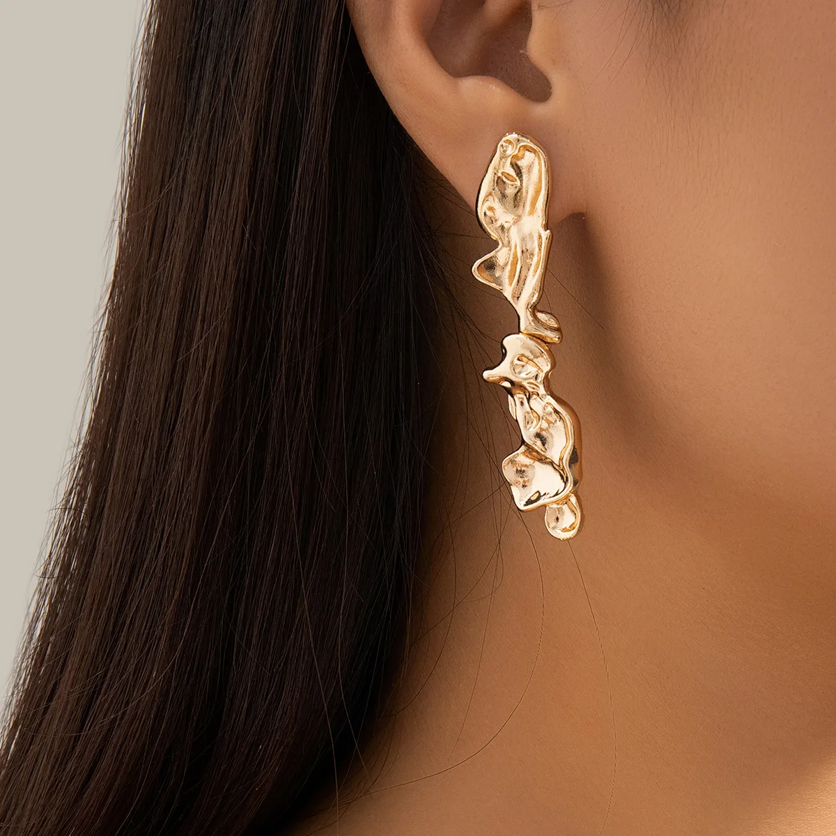 DIEZI Sweet Cool Gold Silver Color Collar Necklace For Women New Punk Vintage Geometric irregular Earrings Bangles Jewelry Set