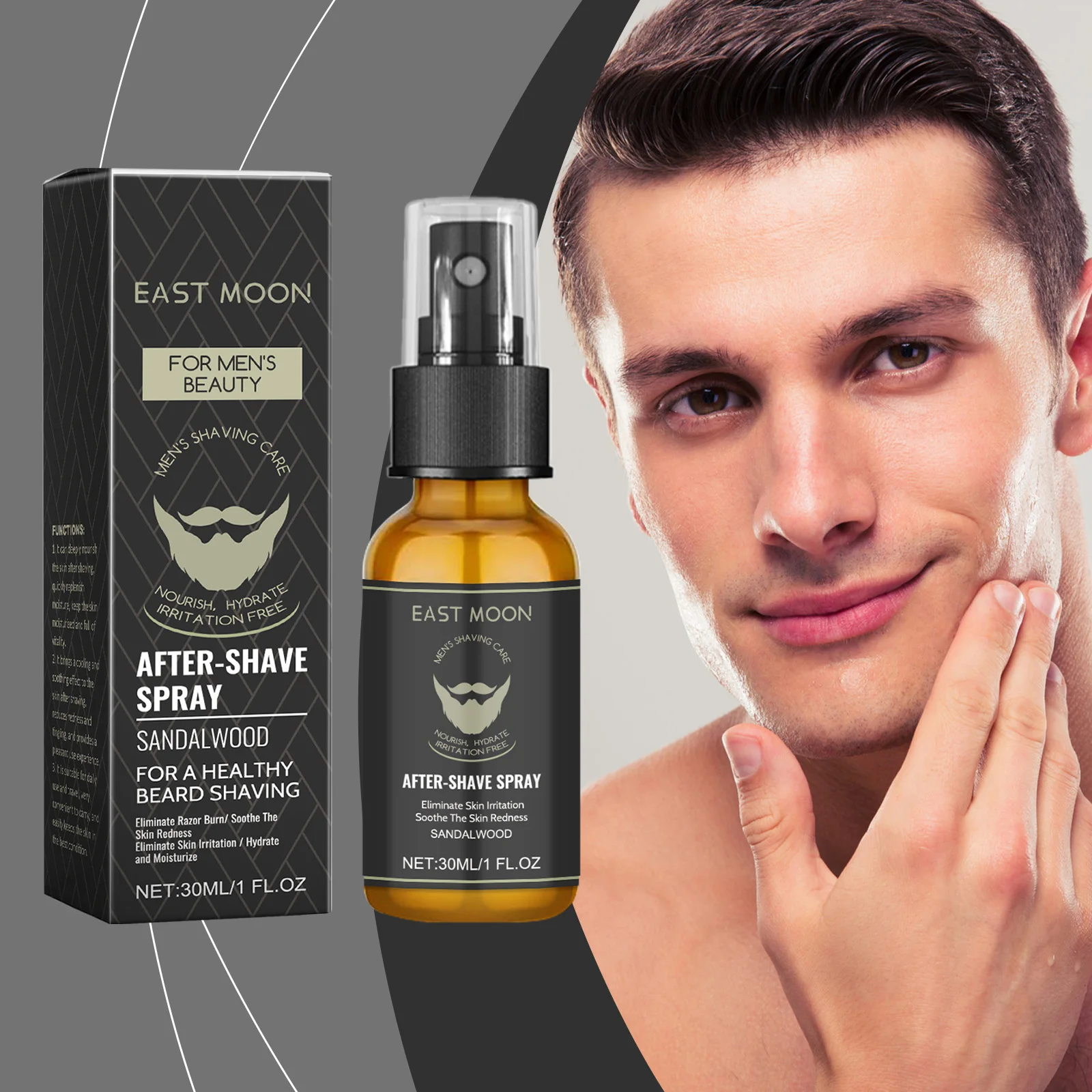 Spray de tóner para después del afeitado para hombres, niebla facial calmante para después del afeitado, hidratación profunda, reparación aseada, cuidado de la barba seca y dañada