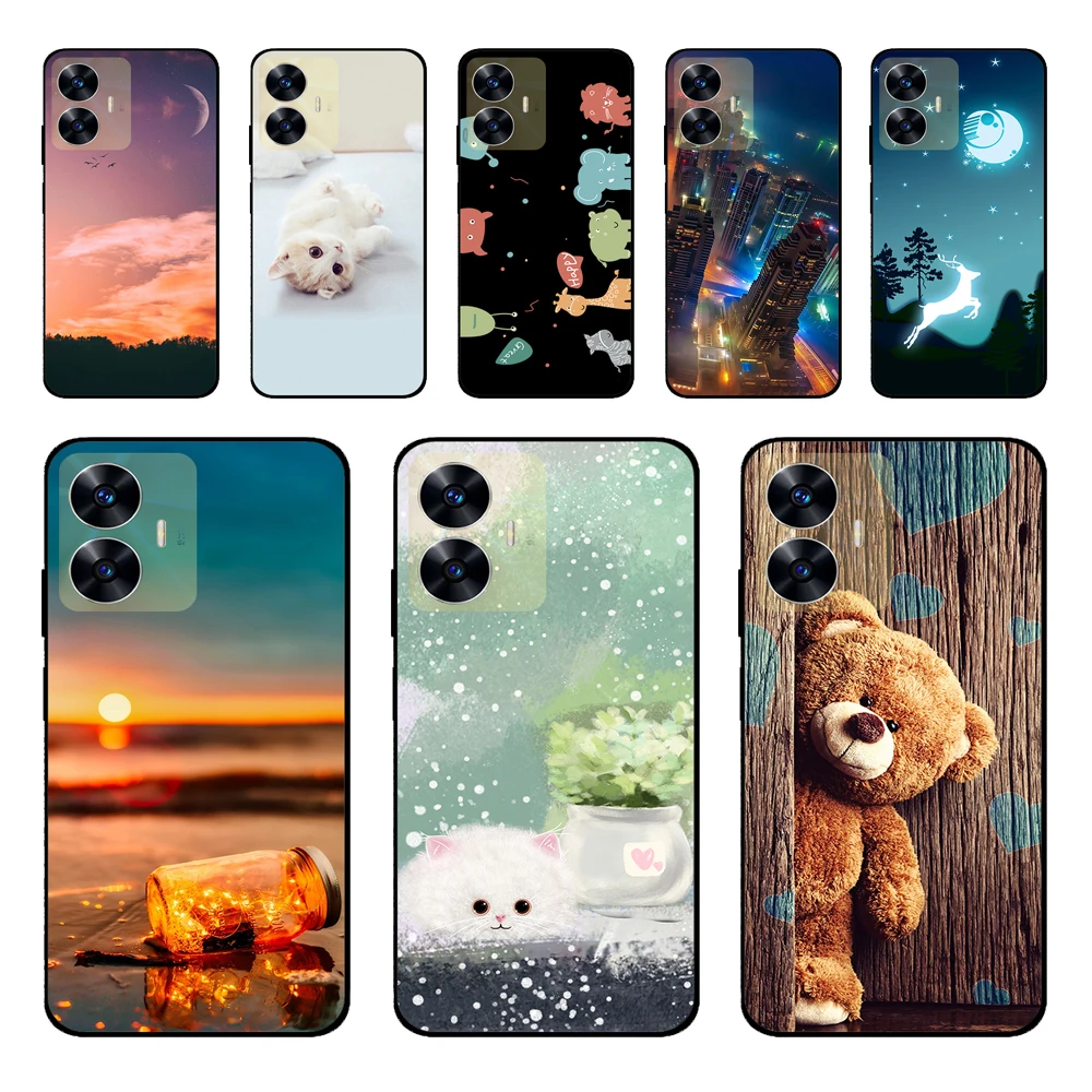 For Realme C55 Case Luxury Silicone TPU Soft Phone Back Cover Cases For OPPO Realme C55 Funda Girl Protector RealmeC55 Love Capa