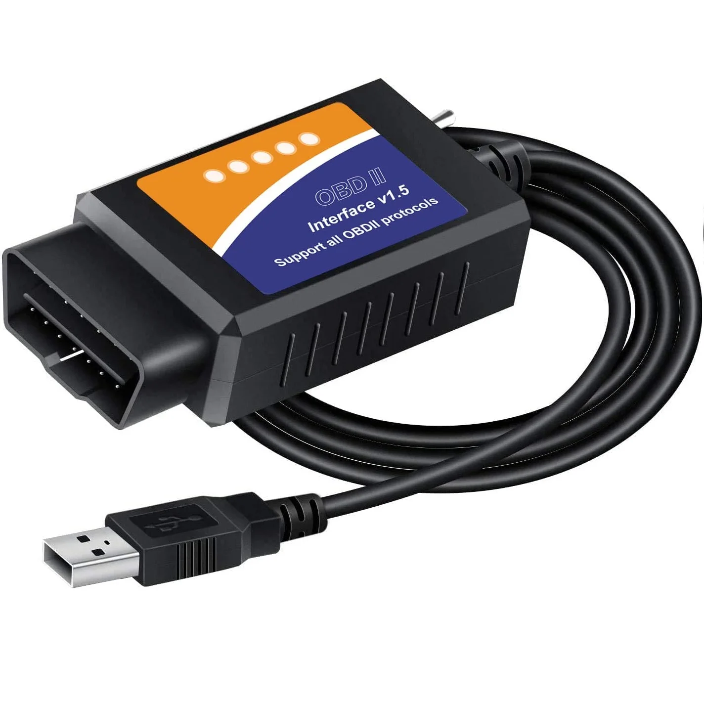 OBDII USB V1.5 Scanner OBD2 Adapter Diagnostic Cable for Multi-Brands CAN-Bus for Windows Car Fault Scanner OBDII