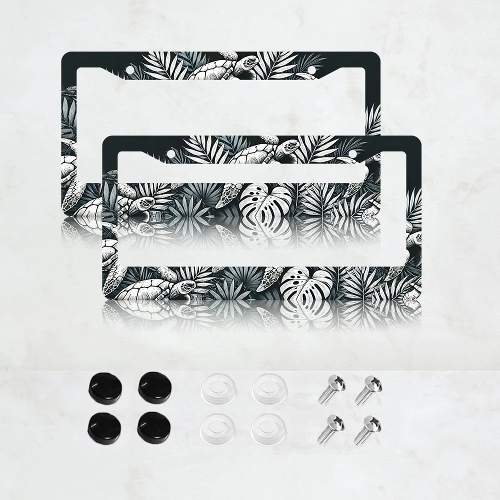 

2 шт. Алюминиевая рамка для номерного знака с изображением морской черепахи - стандартный размер США 6 x 12 дюймов, декоративная рамка для автомобильного номерного знака