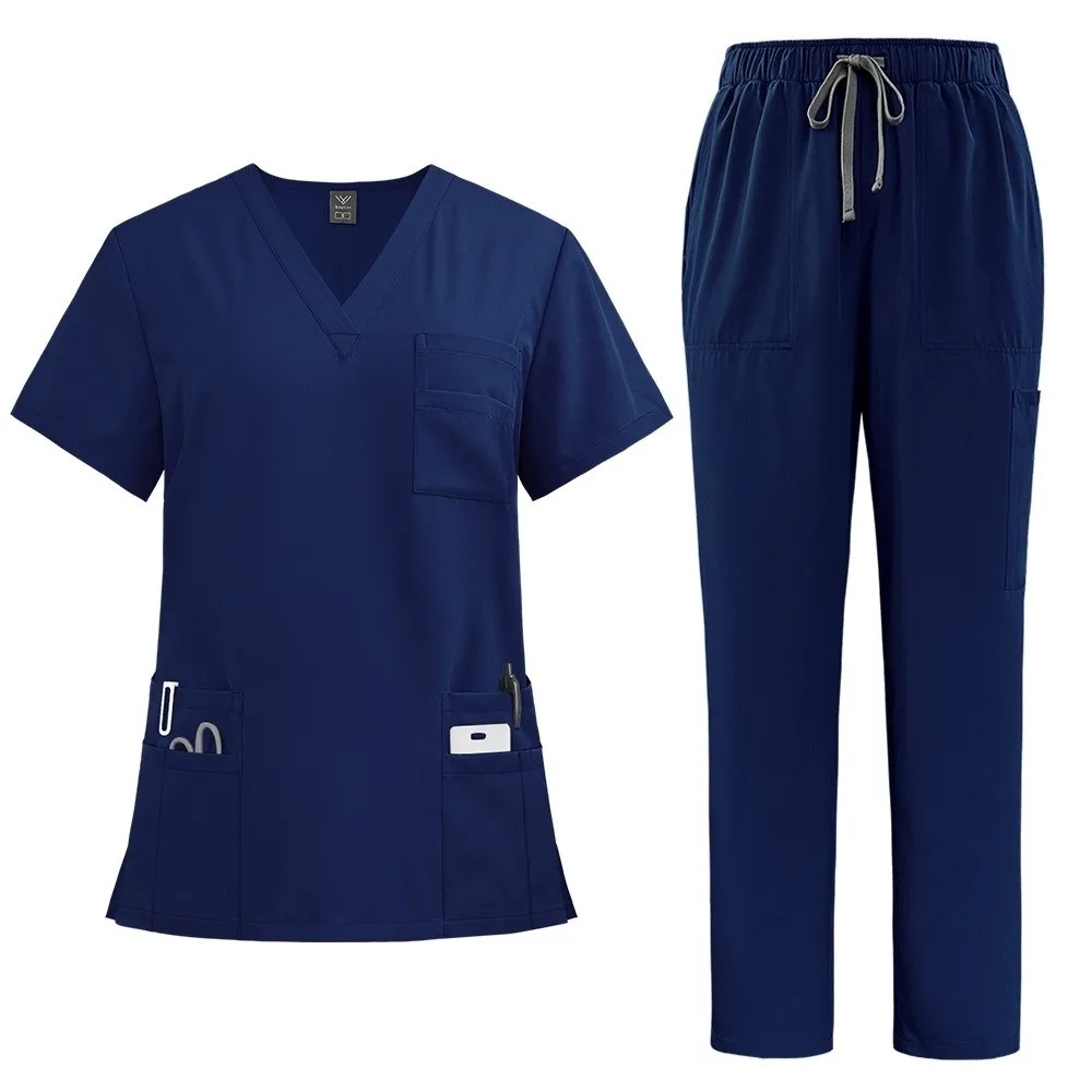 Uniforme clinique rose doux, haut et pantalon de gommage de soins de santé, uniforme d'infirmière de médecin d'hôpital avec poches, vêtements de travail